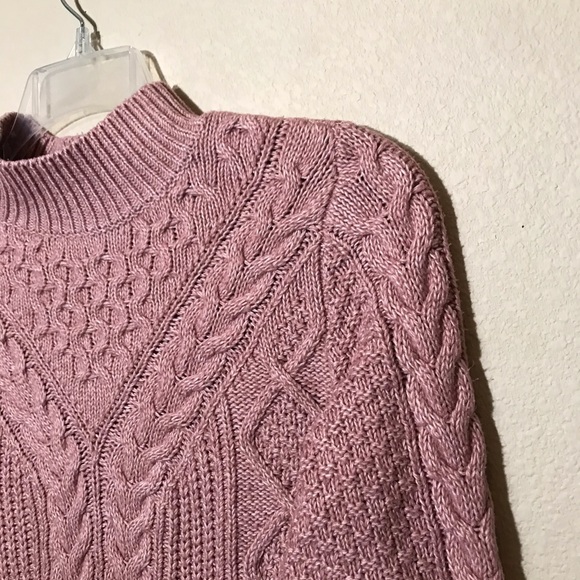 abercrombie & fitch | cozy pink cable knit mock-neck sweater - Picture 4 of 12